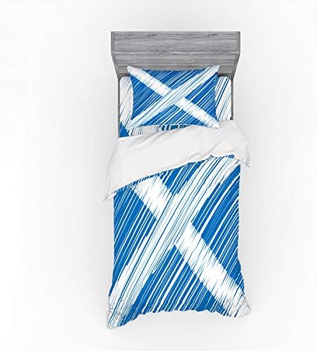 Ambesonne Scotland Duvet Cover Set Cobalt Blue White