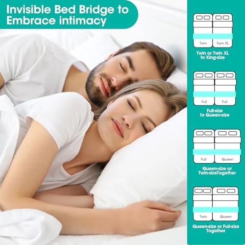 Twin to King Bed Bridge Converter with Metal Buckles and Straps - White