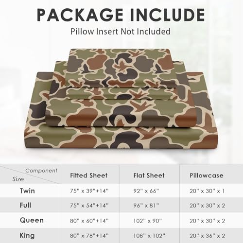 Zzzboro 4-Piece Camouflage Bed Sheet Set Queen Size
