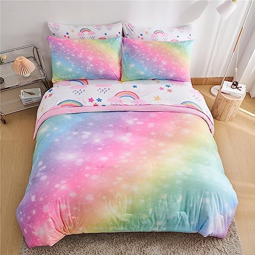 URLINENS Rainbow Girls Comforter Set 7-Piece