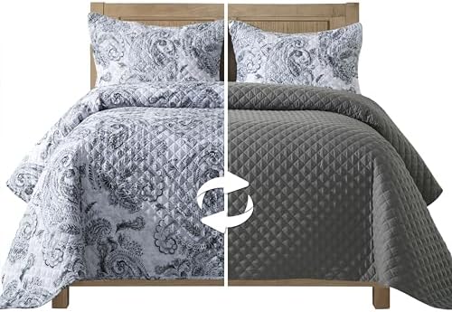 Elegant Comfort 3-Piece Reversible Floral Paisley Bedspread Set 1