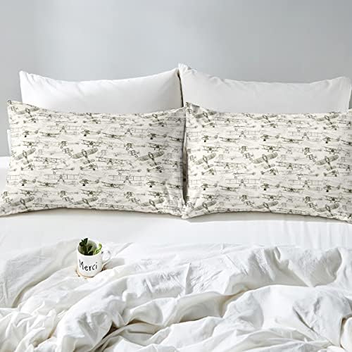 Feelyou Kids Flight Sheet Set King Size Grey White Bedding Set