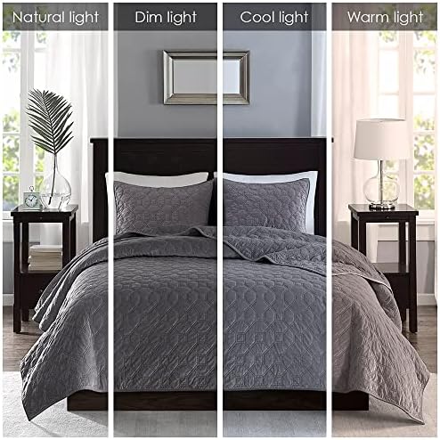 Madison Park Velvet Coverlet Set 3 Piece Grey