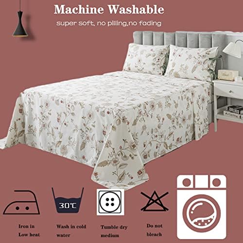 FADFAY Floral Twin XL Sheets 4Pcs Set