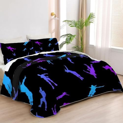 Allenjoy Queen Size Battle Quilt Bedspread Set with 2 Pillow Shams