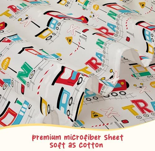 Bedmoon Boys Twin Sheets with Train Pattern