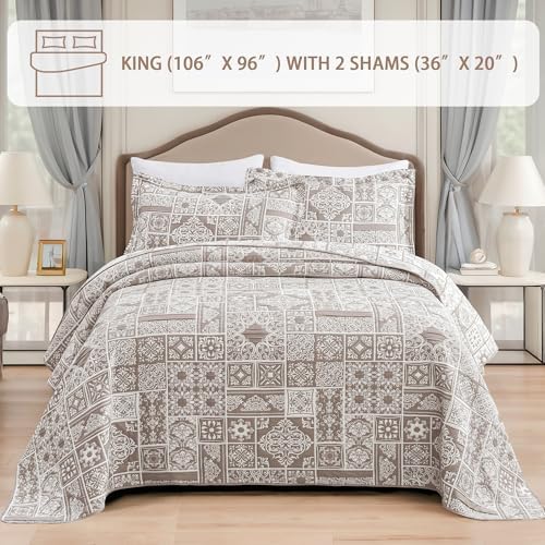 Asuexpect 3 Piece Patchwork Bedspread Set King Size