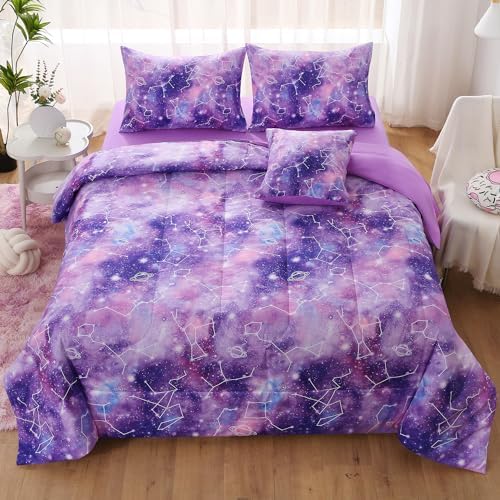 JQinHome Galaxy Gradient Comforter Set for Girls