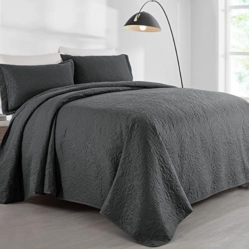 HOMBYS Alaska King 132x120 Bedspread Set - 3 Piece Grey