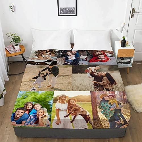 Custom Fitted Sheet with 8 Photos - Personalized Bed Sheet DIY