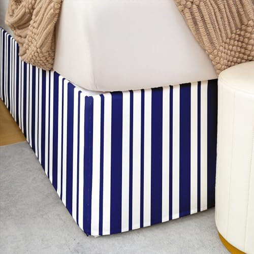 Feelyou Blue White Stripe King Size Bed Skirt 1