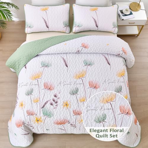 Dinjoy Floral King Size Quilt Set 3 Pieces