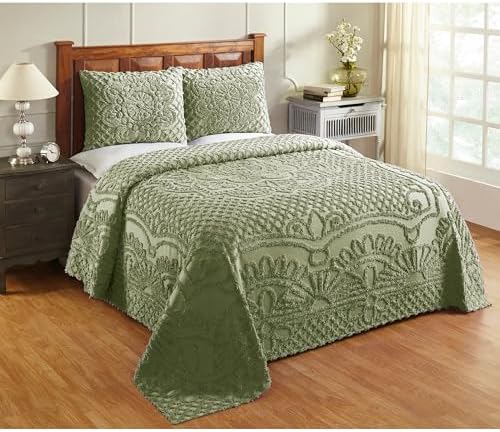 Better Trends Chenille Bedspread Set Sage Green