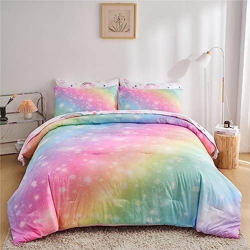 URLINENS Rainbow Girls Comforter Set 7-Piece