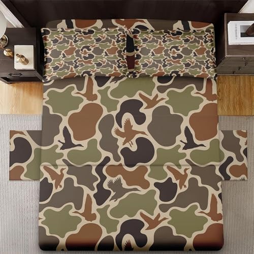 Zzzboro 4-Piece Camouflage Bed Sheet Set Queen Size