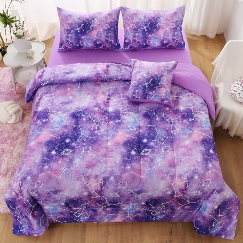 JQinHome Galaxy Gradient Comforter Set for Girls