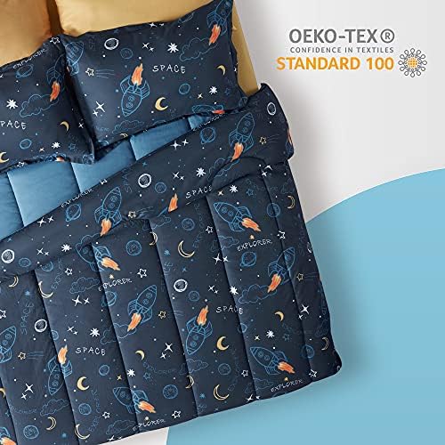 SLEEP ZONE Kids Comforter Set FullQueen - Space Rocket Design