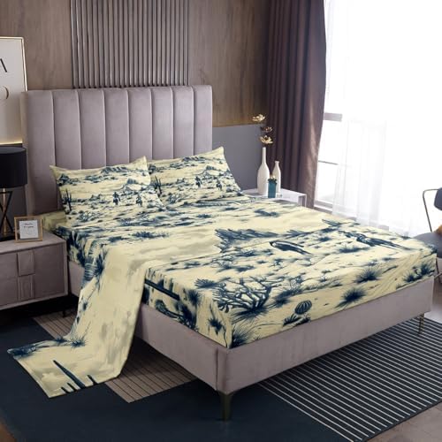 Feelyou Kids Wild West Cowboy Sheet Set King Size 4Pcs