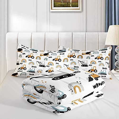 BailiPromise Cartoon Car Boys Comforter Set Queen Size 3Pcs
