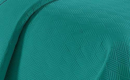 Linen Plus Luxury Oversized Coverlet Set Solid Turquoise King