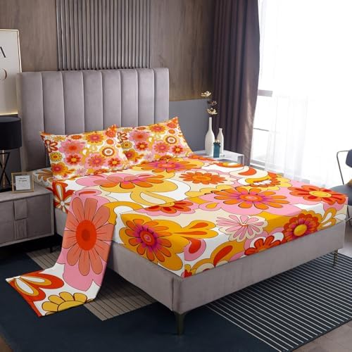 1960s Groovy Flower Sheet Set Queen