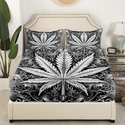 Feelyou Kids Psychedelic Leaf Sheet Set 4Pcs King Size