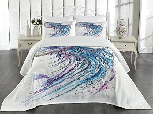 Ambesonne Jellyfish Coverlet Set King Size Blue Purple White