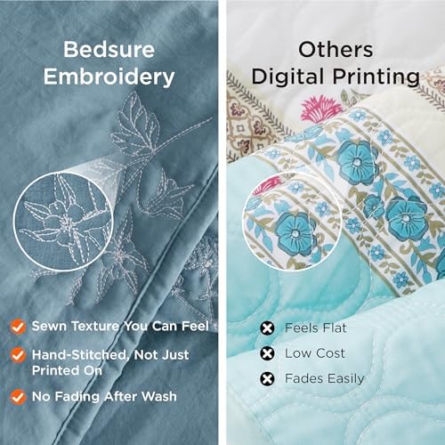 Bedsure Botanical Floral Quilt Set King Size