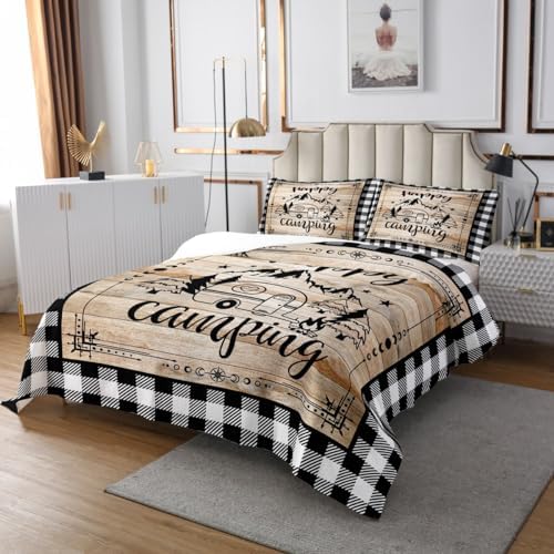 Erosebridal Happy Camping Queen Quilt Set