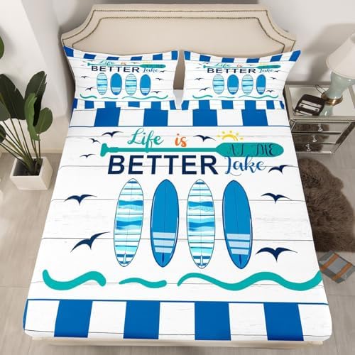 Erosebridal Blue White Ocean Nautical Sheet Set for Kids