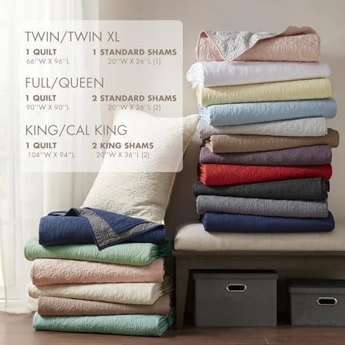 Madison Park Quebec Quilt Set - Dusty Khaki 3 Piece