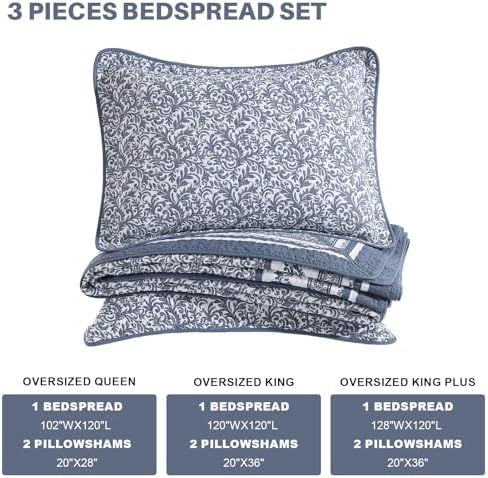 FineStichery Cotton King Bedspread Set 128x120 Blue White
