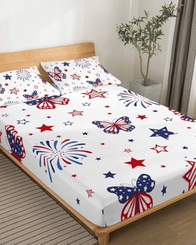 Boanket 4th of July 4 Piece Microfiber Full Sheet Set