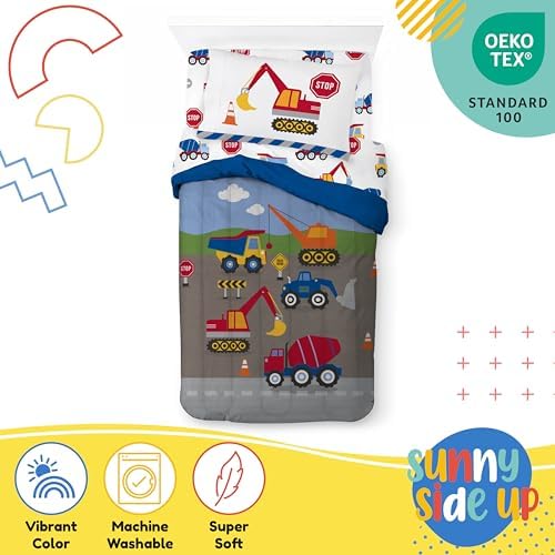 Sunny Side Up Construction Zone Twin Comforter Set