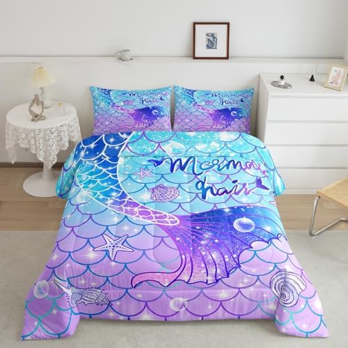 Feelyou Mermaid Comforter Set for Kids Full Size