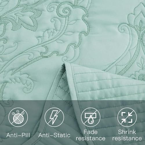 CHIXIN Oversized Bedspread Set - King Size Damask Paisley