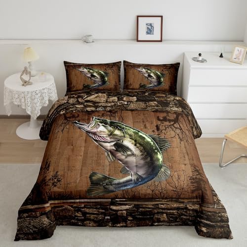 Feelyou King Size Fish Comforter Set 3Pcs