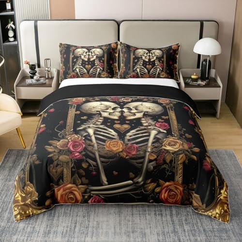 Manfei Couple Skeleton Kids Duvet Cover Set
