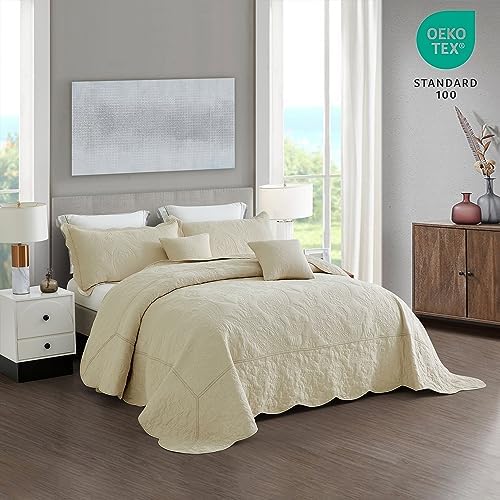 Blythease Oversized King Bedspread Set 138x122 Khaki Paisley Pattern