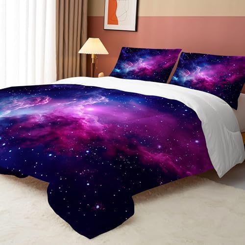 FUYEEN Galaxy Comforter Set Queen Size Purple Space