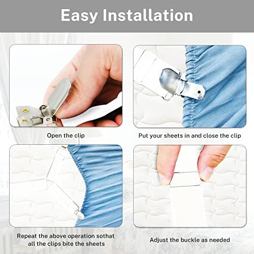 SCYROX Bed Sheet Holder Straps 6 pcs Adjustable White