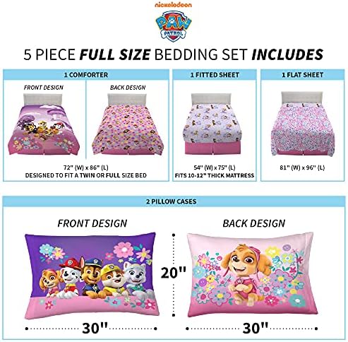 Franco Kids Bedding Comforter Set with Sheets Paw Patrol Girls