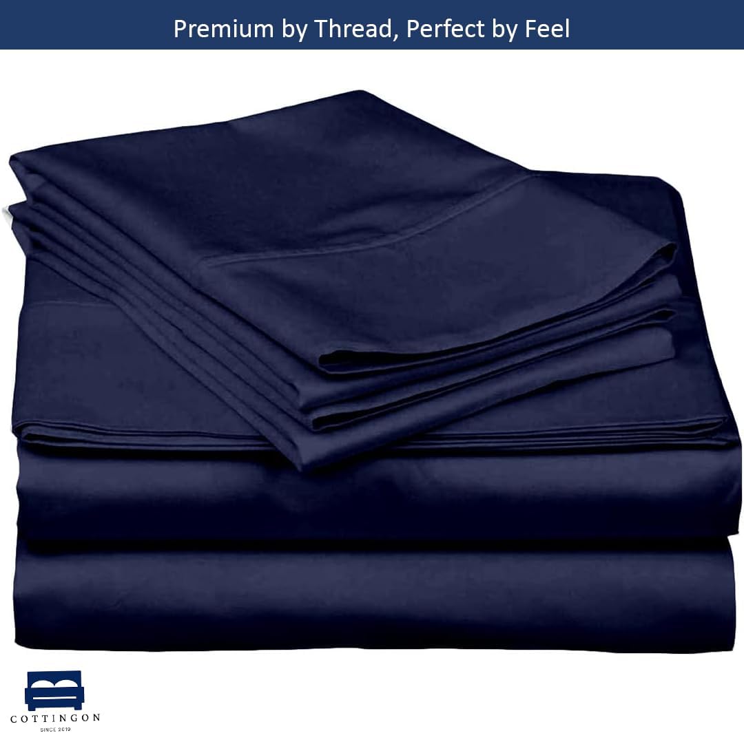 Cottingon 4 Piece Twin XL Bedding Set Navy Blue