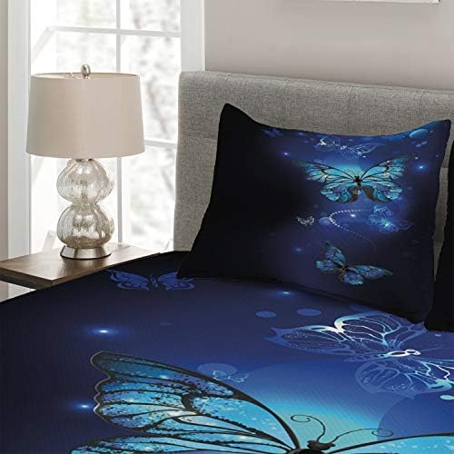 Lunarable Dark Blue Coverlet Set Queen Size
