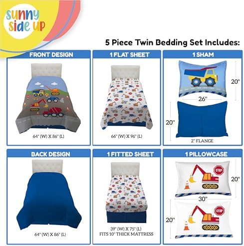 Sunny Side Up Construction Zone Twin Comforter Set