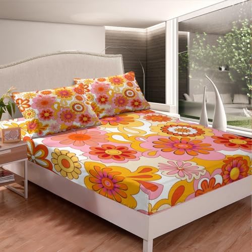 1960s Groovy Flower Sheet Set Queen
