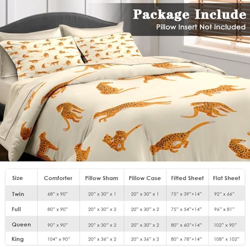 Pamnest Comforter Set Twin Size Cheetah Leopard