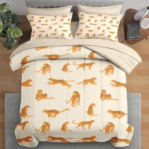 Pamnest Comforter Set Twin Size Cheetah Leopard