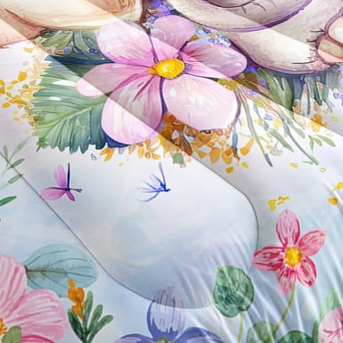 Elephant Flowers Comforter Set 3pcs for Kids