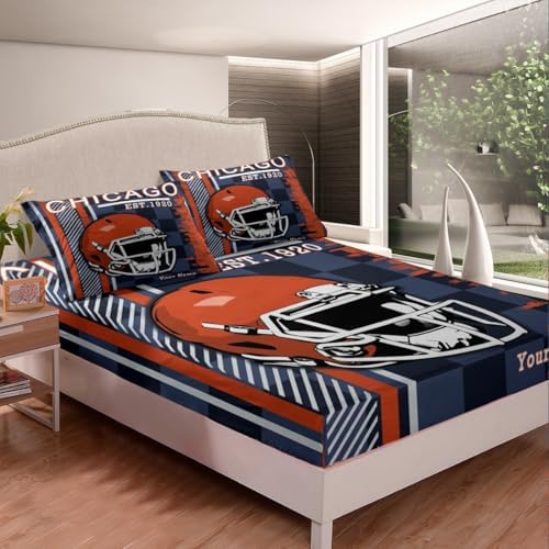 Custom Name Football City Fitted Sheet Set Twin Size